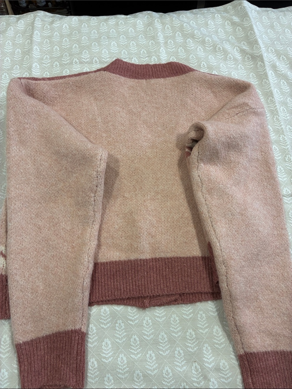 & Other Stories Pink Western Motif Button-Front Cardigan - Picture 3 of 5